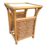 Square bamboo and rattan side table