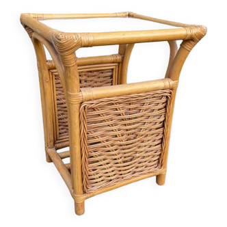 Square bamboo and rattan side table