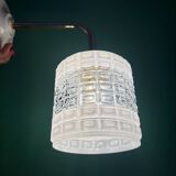 Vintage globe angled wall light in white and clear glass