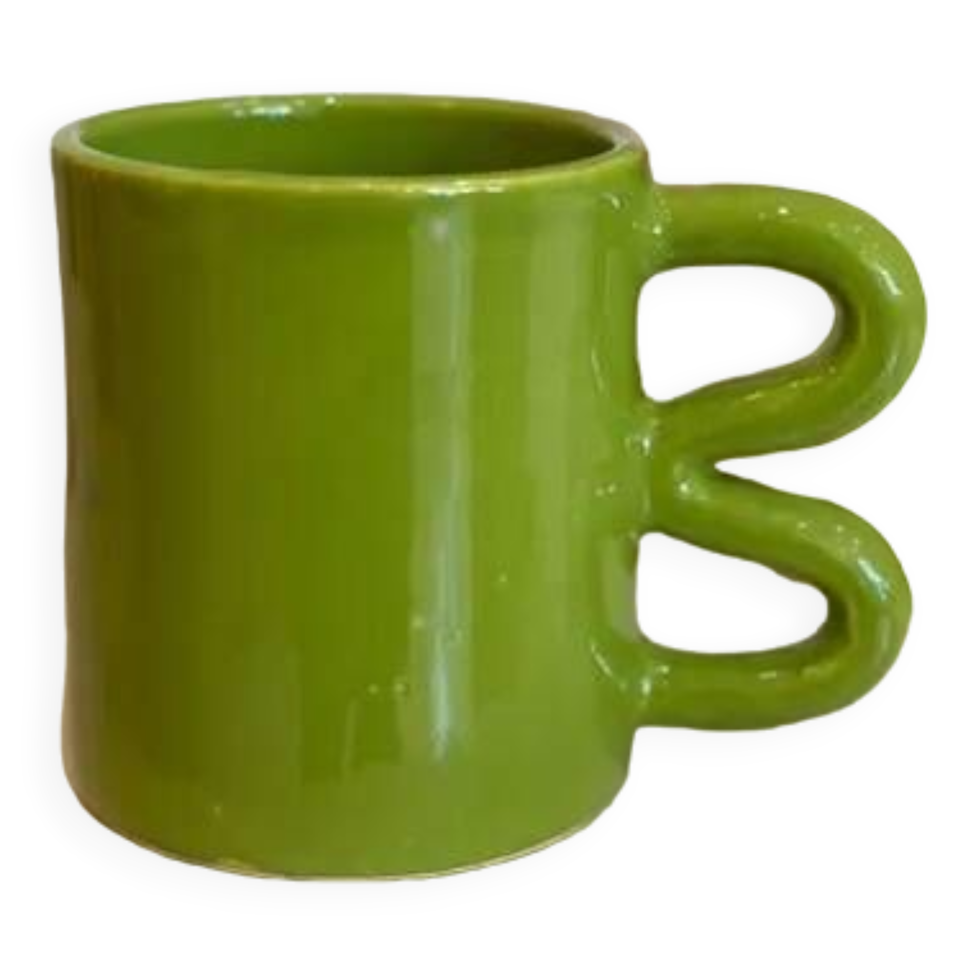 Mug cup ceramic handle graphic wave colorful design tangy apple green