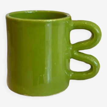 Mug ceramic cup graphic wave handle colorful design sour apple glass