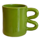 Mug tasse céramique anse vague graphique design coloré vert pomme acidulé