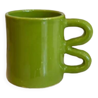 Mug cup ceramic handle graphic wave colorful design tangy apple green