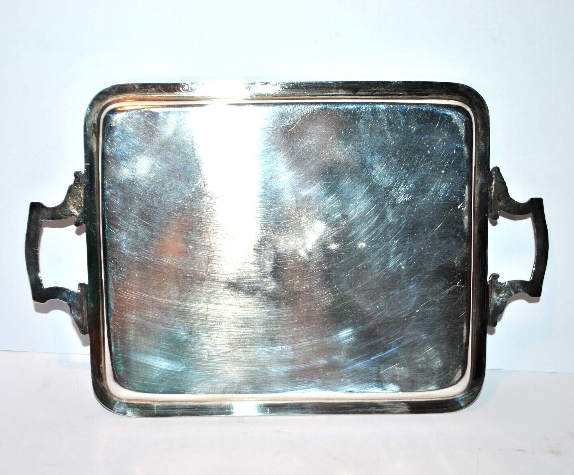 Antique silver metal top with crossed ribbons 21.5x15.5cm