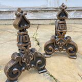 Vintage solid brass and steel chenets