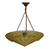 Ancien suspension vasque Art Déco 1 Feu, en pâte de verre jaune