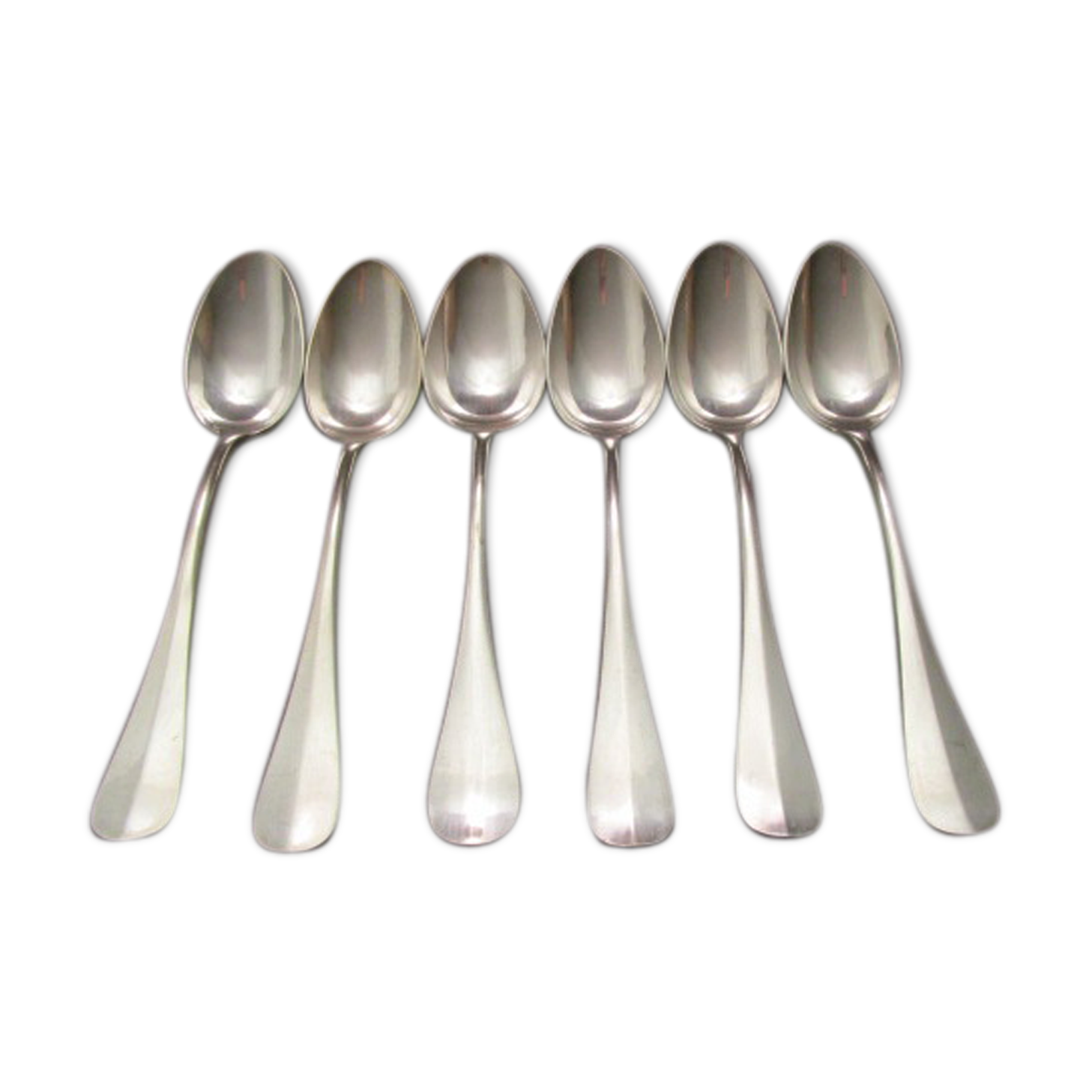 6 old silver metal spoons mismatched for a chic table