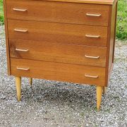 Vintage chest of drawers from the 50s in blond oak 4 drawers conical legs