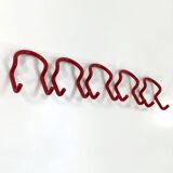 Set of 4 "taka" pink coat hooks by Cesare Rota Nodari for Acerbis, 1960.