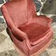 Vintage pink velvet armchair with fringes