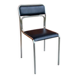 1 Of 5 Bauhaus chrome & faux leather dining chairs, 1980s,