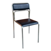 1 Of 5 Bauhaus chrome & faux leather dining chairs, 1980s,