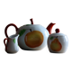 3-piece porcelain tea/coffee service Apilco - Hand-painted fruit design