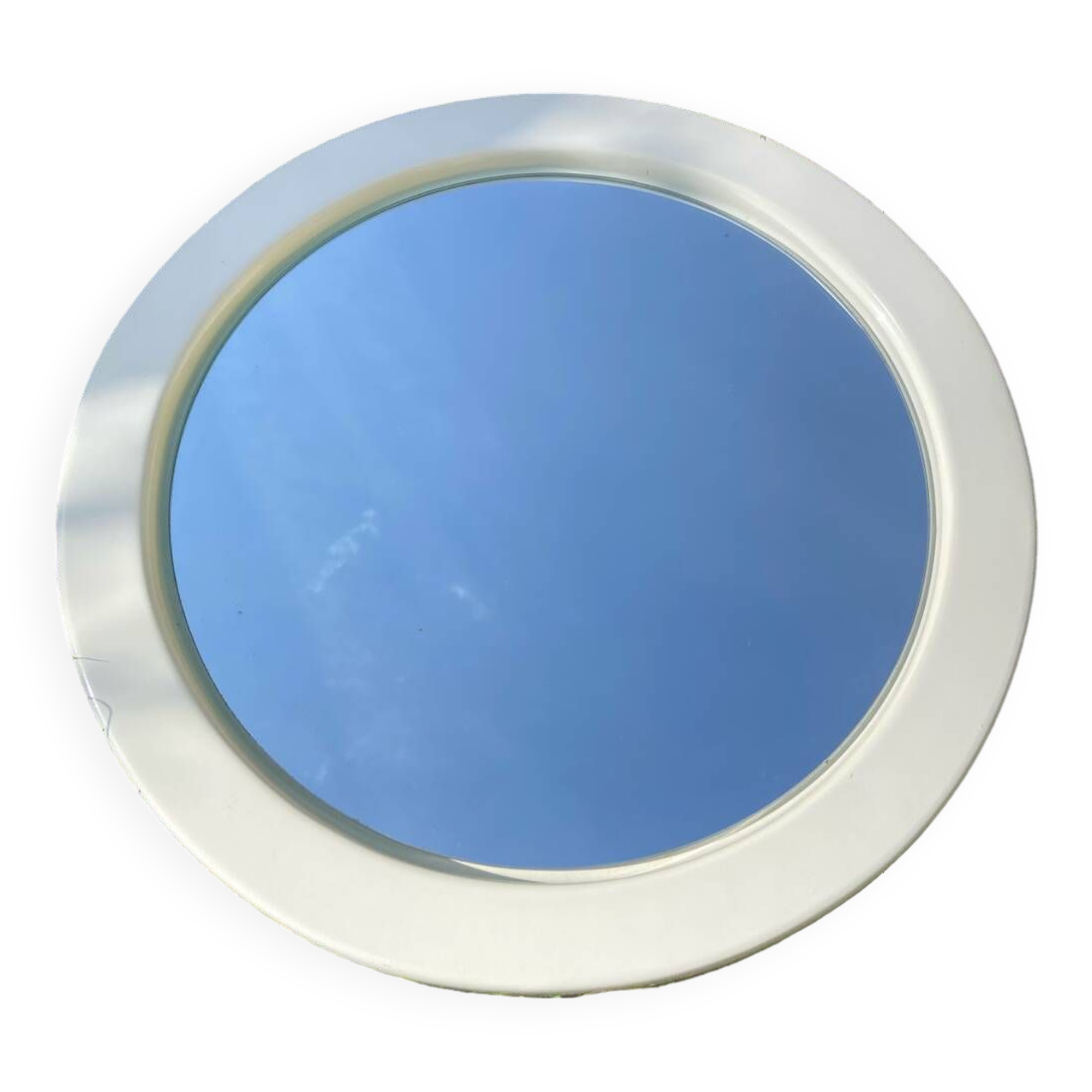 Miroir rond blanc en plastique vintage
