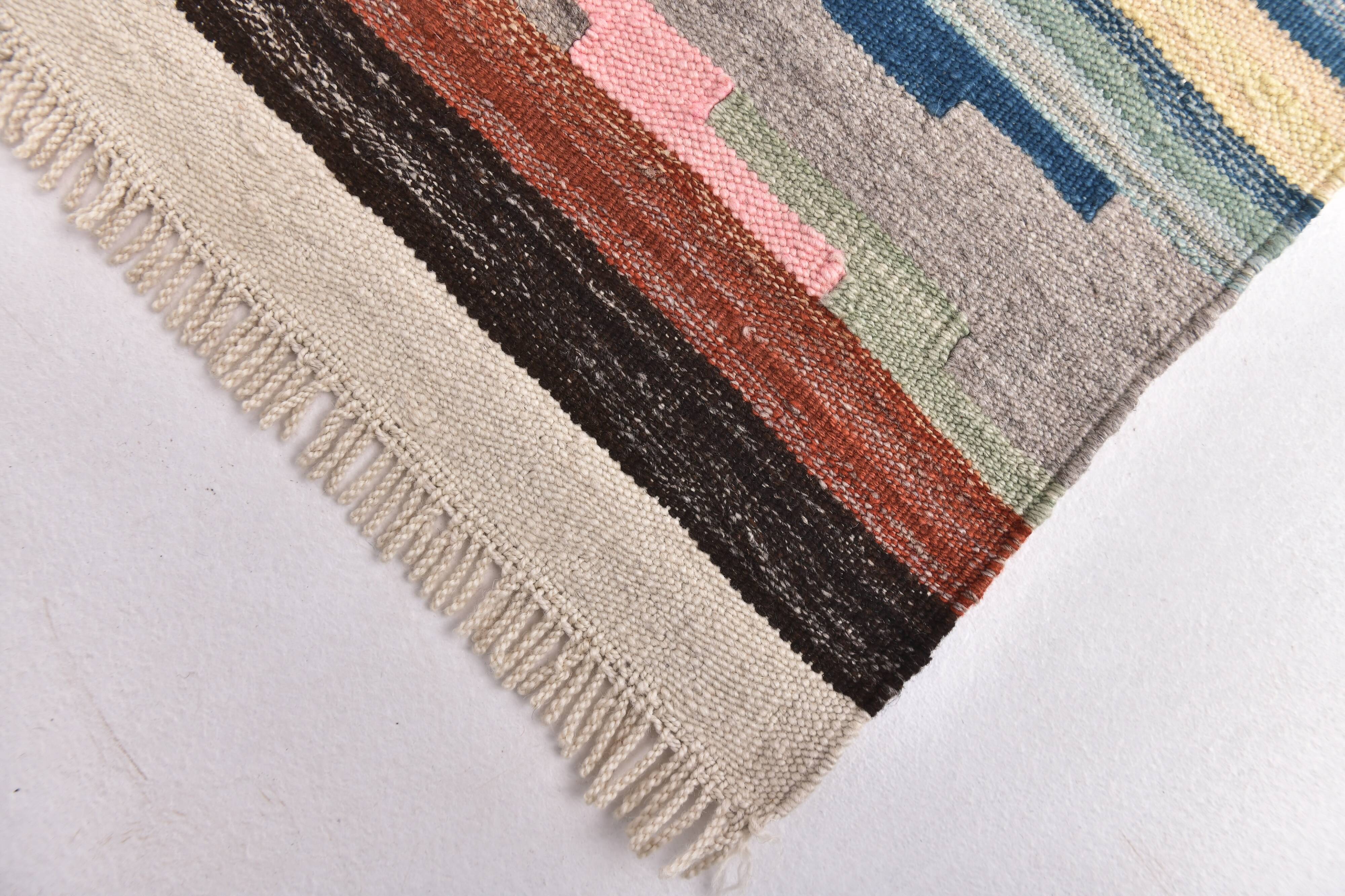 Large Woll Kilim Rug, Red Vintage Turkish kilim carpet 260x360 cm