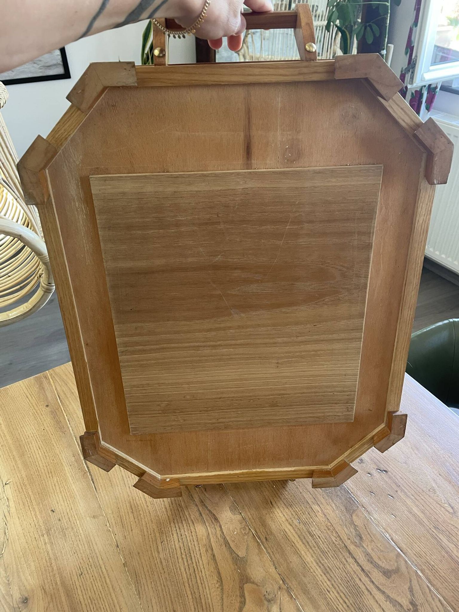 Grand Plateau de service en marquetterie de bois