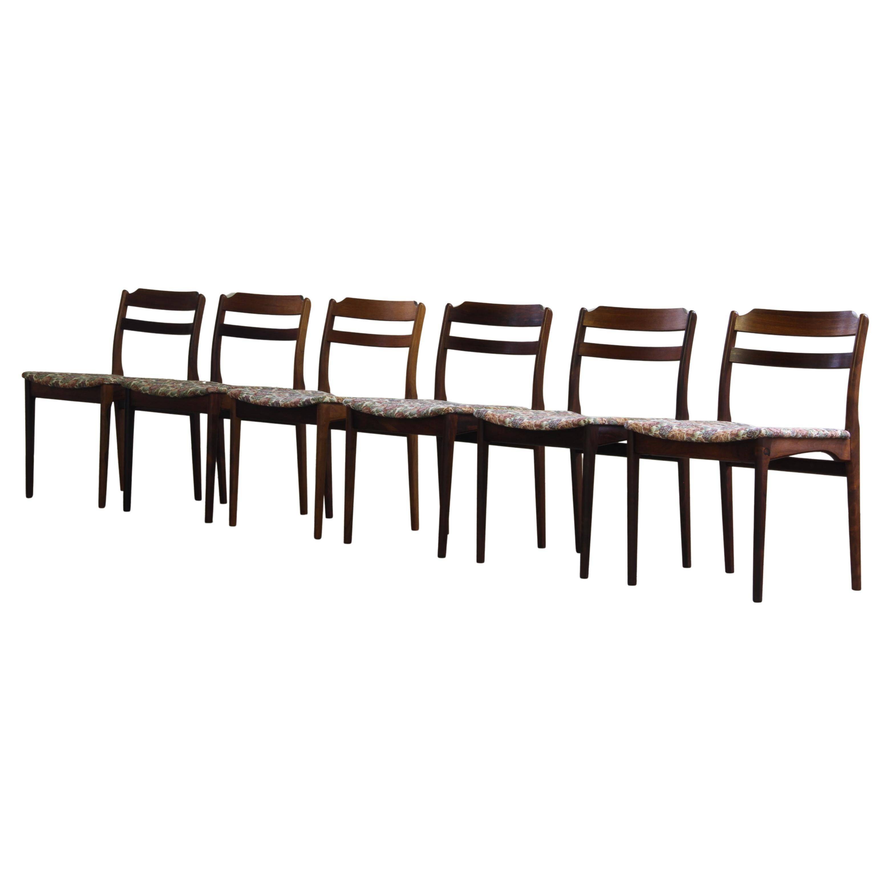 6 vintage rosewood dining chairs, Denmark, Thorsø Stole og Møbelfabrik