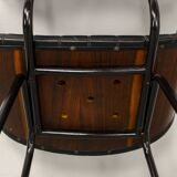 Italian Design Rosewood 'Swan' Side Chair with Black Leatherette Upholstery