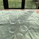5 antique whiskey glasses, Easter frieze bells and vintage flowers