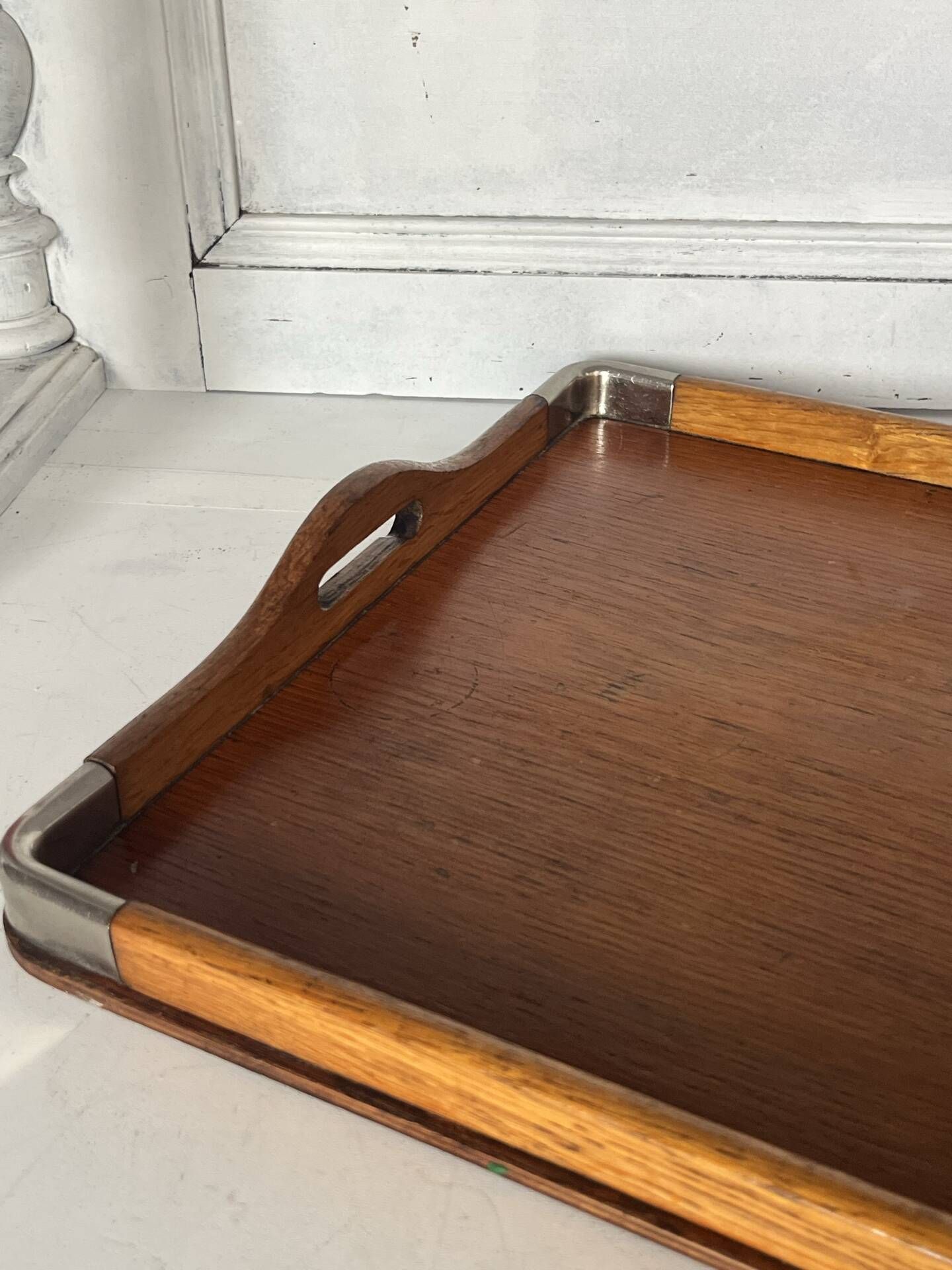 Wood and metal serving tray