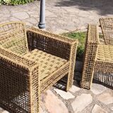 Armchair in metal and braided rope, 1980