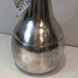 Silver-plated metal and plastic pear-shaped ice bucket.