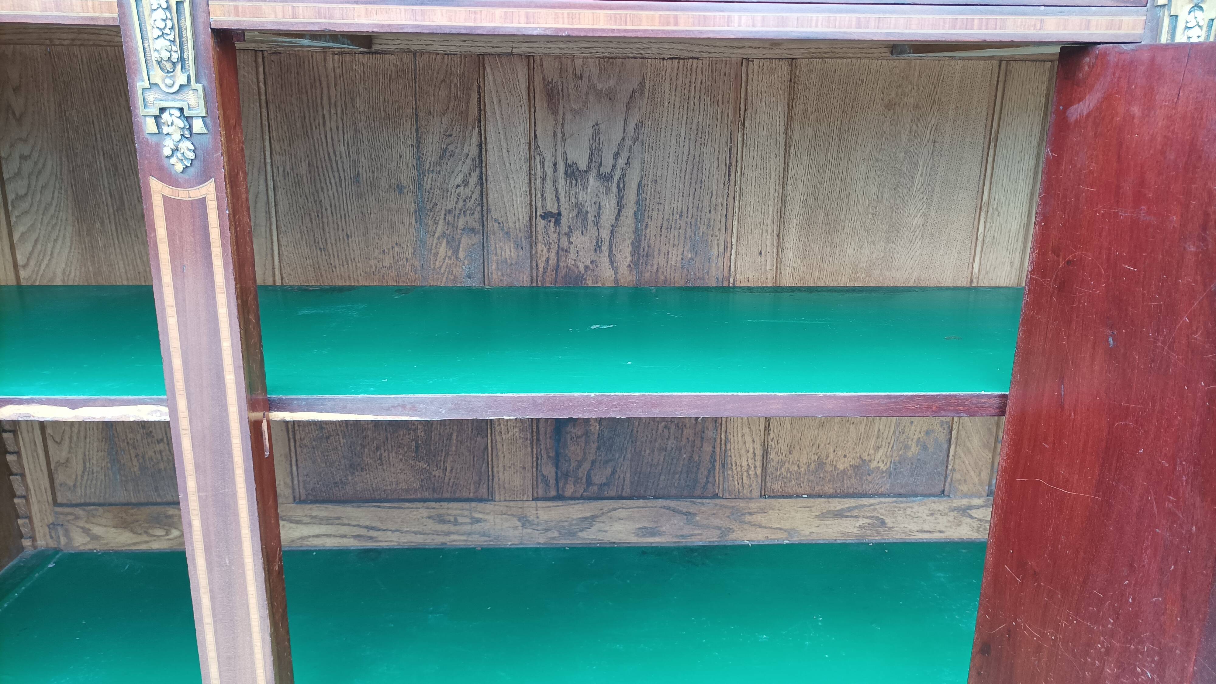 Louis XVI 2-part sideboard in mahogany veneer and precious wood marquetry