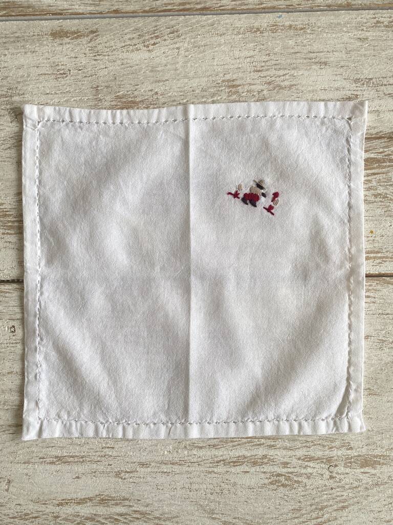 12 Madagascar embroidered tea or tea towels - Cotton - 26x26 cm