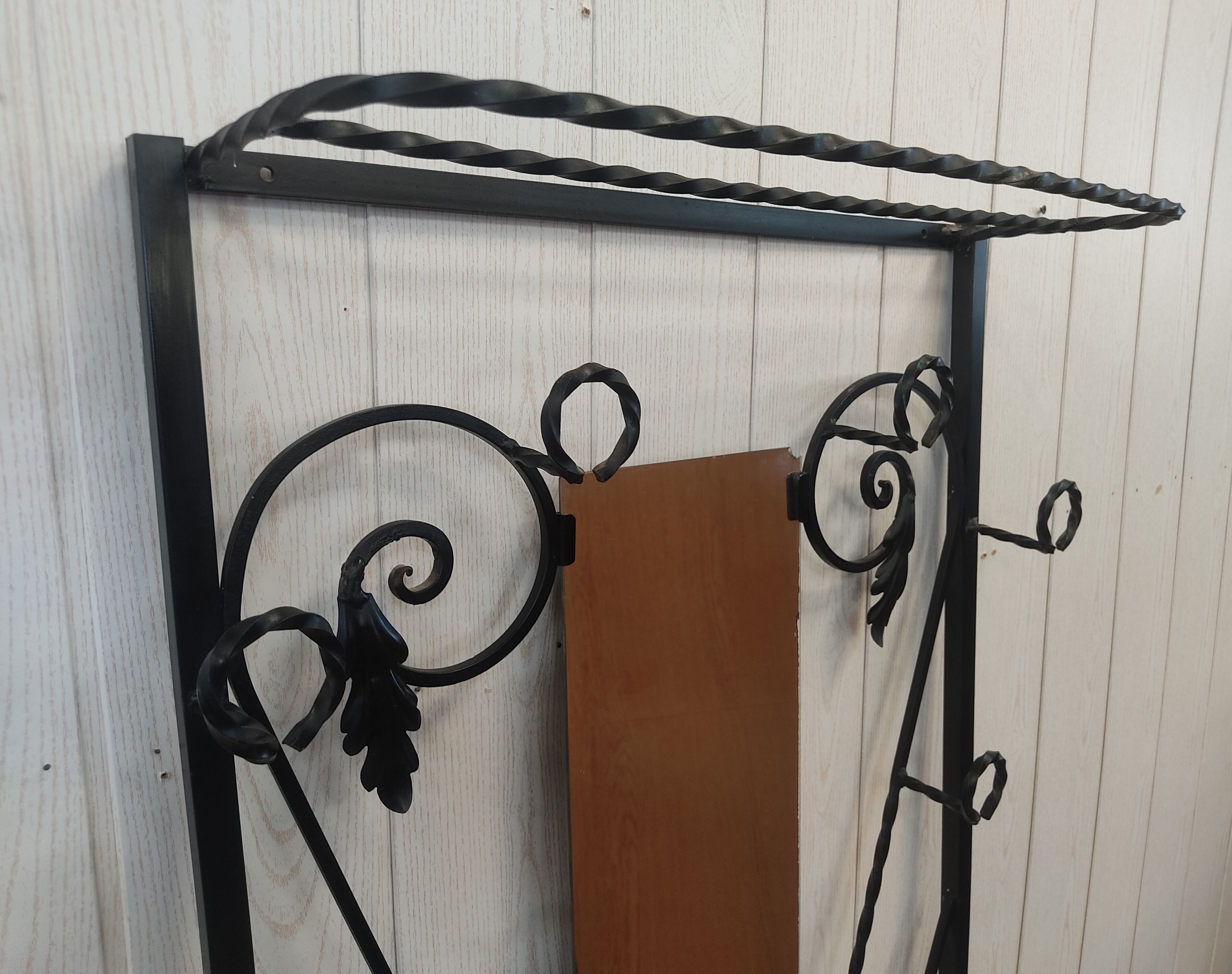 Wrought iron cloakroom coat rack