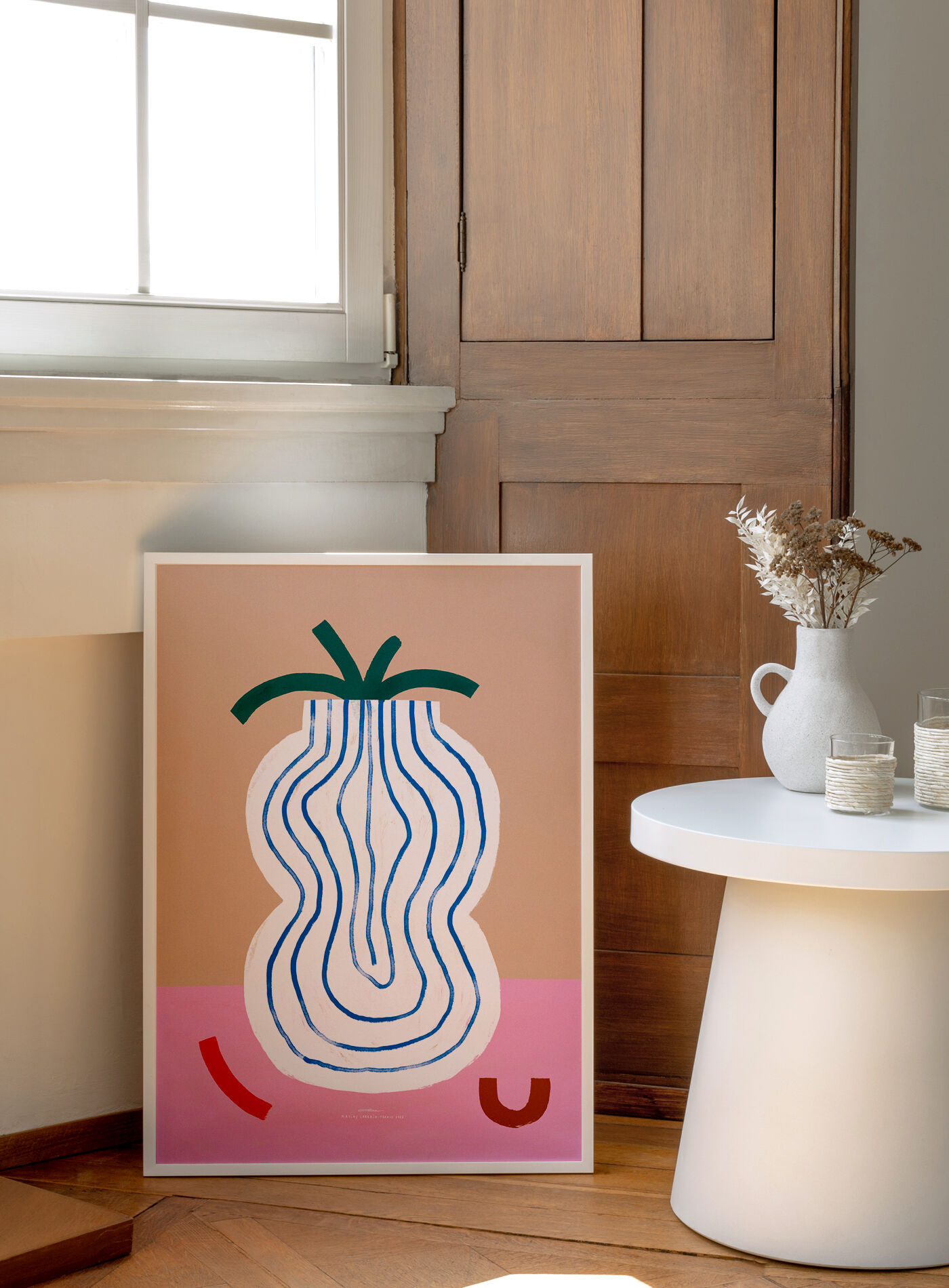 Wall poster vase blue lines 30cm*40cm
