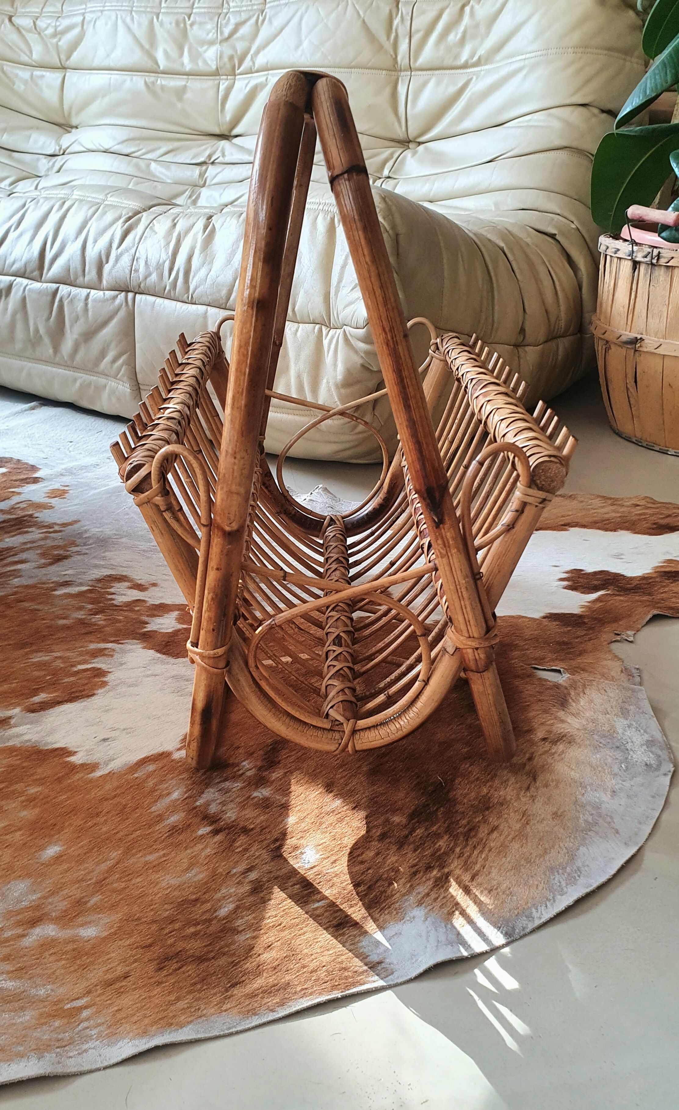 Rattan magazine holder, 1960