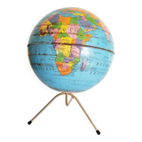 Globe terrestre en métal , Taride ,  tripode, années 60