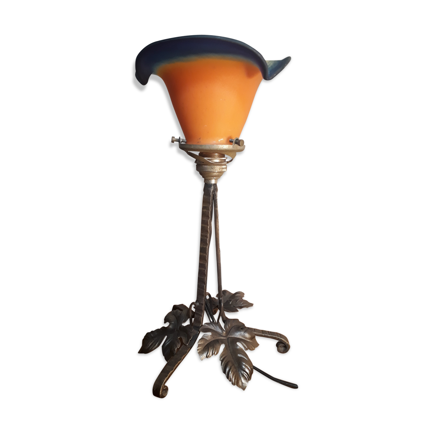 Lamp iron forge tulip pate glass signs 1930