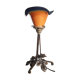 Lampe 1930  fer forge tulipe pâte de verre signee