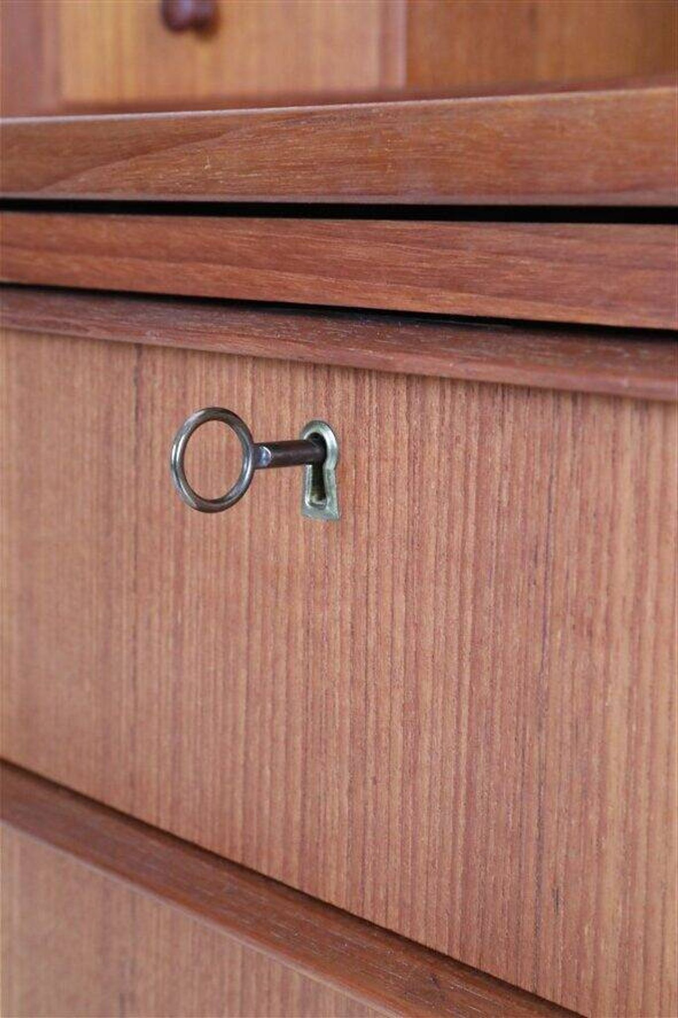 Tall mid-century teak secretary desk / Danish modern design / 1960s