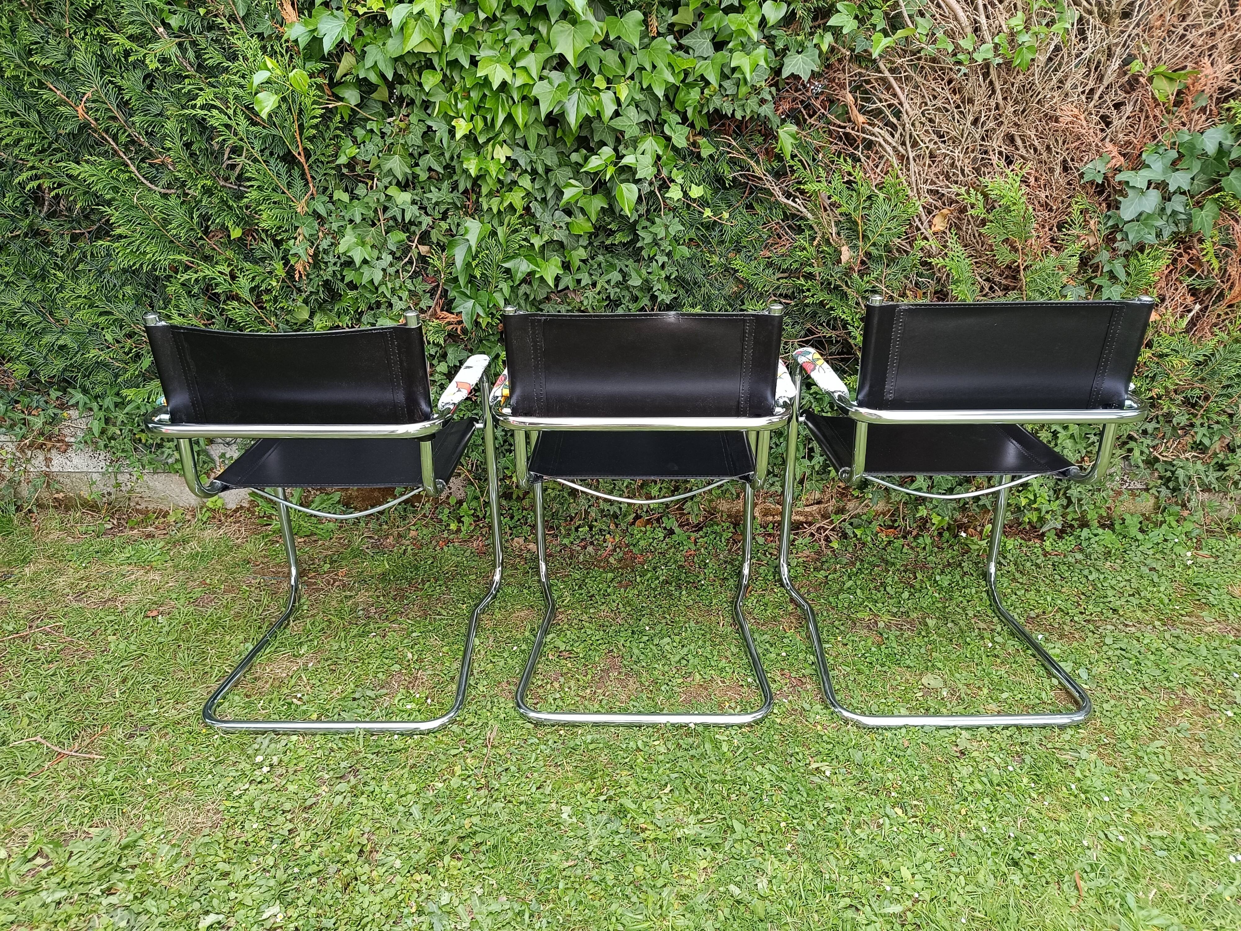 Lot de 3 fauteuils cantilever années 70