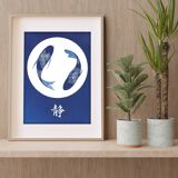 Koi carp cyanotype