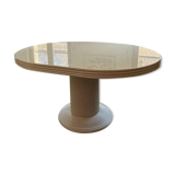 Vintage table, beige lacquered top and bamboo legs.