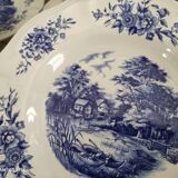 Set of 11 Sarreguemines soup plates Romantic blue model