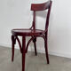 Set of 8 vintage 70s curved varnished wood bistro chairs
