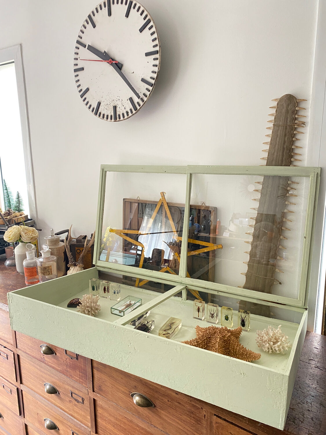 Display case with double glass