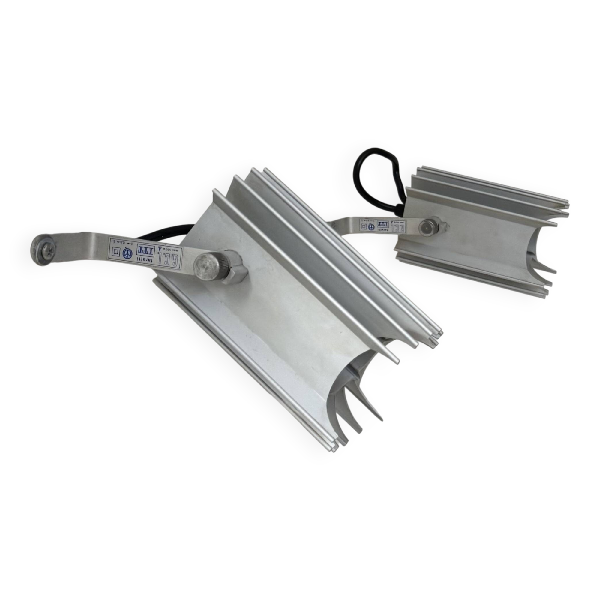 Pair of vintage wall lights, rose glass and brass, France, 1970