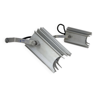 Pair of vintage wall lights, rose glass and brass, France, 1970