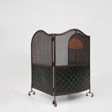 French Art Deco wrought iron fireplace screen with 3 panels