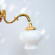 2 wall sconces golden metal gooseneck and opaline lampshade