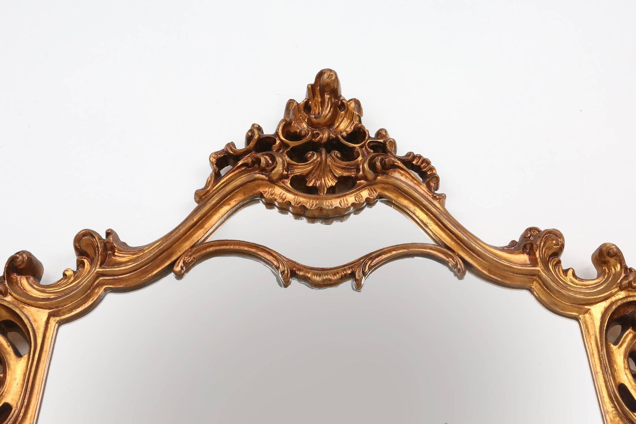 Wood-carved 20th century Louis XV style console mirror, France ca. 1970