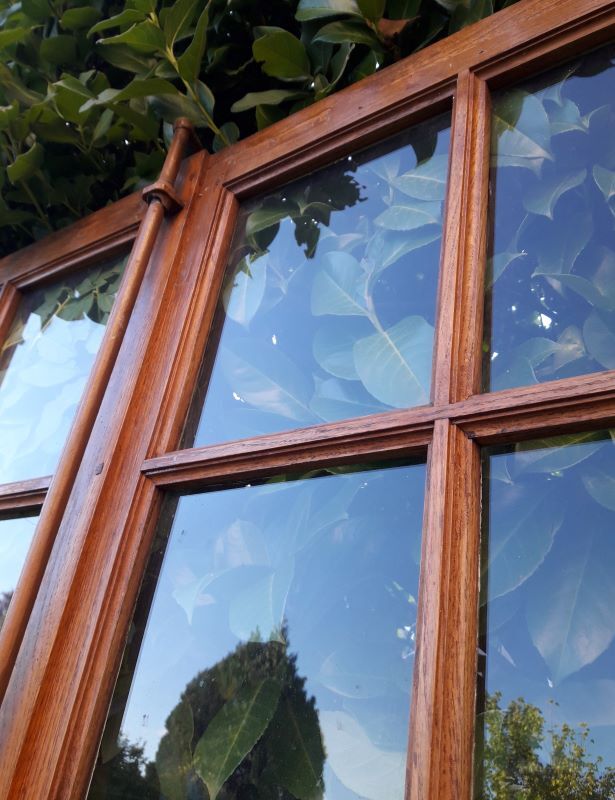 Glass window h141xl263 in oak 4 leaves