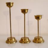 Set of 3 Scandinavian brass candle holders 1970
