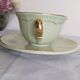 Green and gold tea cup, Villeroy and Boch style, vintage, 1950s