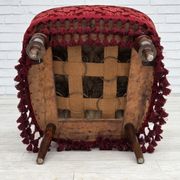 1950s, Danish armchair, furniture velour, beech wood legs.